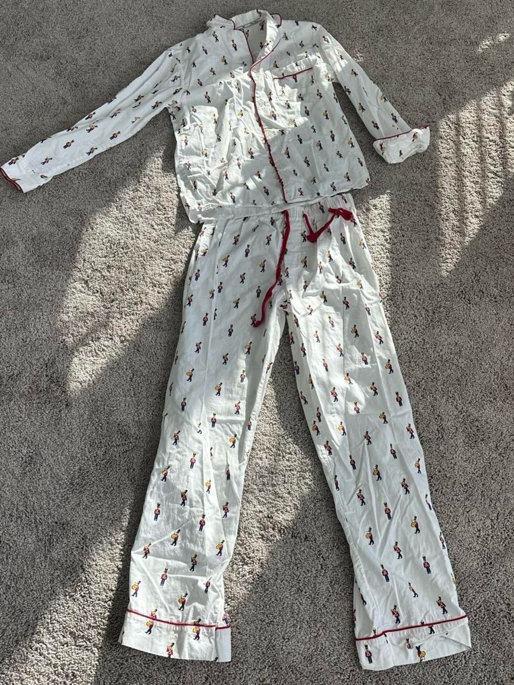 Petite Plume Mens’s Christmas Pajama Set  Nutcracker Holiday PJ’s 100% Cotton S